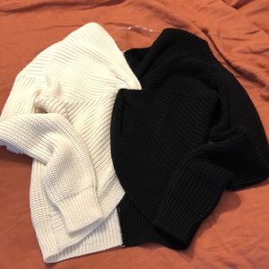 Adorable black and white twist sweater